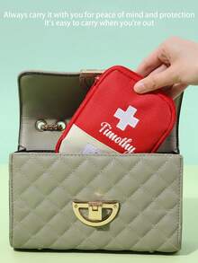 1pc Large-Capacity Medical Bag With Customized Name, Medicine Bag, Portable First Aid Kit, Medicine Storage Bag, Multi-Functional Storage Bag, Travel Medical Bag, Multiple Compartments For Easy Storage, Transparent Fixed Net, Easy To Find