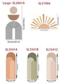 SURELIFE 1pc Bohemian Rainbow Geometric Beige Vinyl Wall Sticker Decals Removable PVC For Bedroom Living Room Home Decor Wallpaper Self Adhesive Peel And Stick - Multicolor - View 4