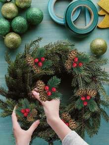 Christmas Floral Picks, Artificial Christmas Picks , Pine Cone Holly Berry Stems For Crafts, Artificial Christmas Picks And Sprays, Red Berry Branches Greenery For Christmas Home Decor, Garland, Wreath ,Christmas Decorations Room Decor