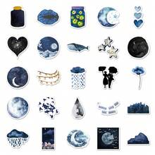 50张复古贴纸套装，包含月亮、星星、蝴蝶、户外、自然主题乙烯基贴纸，适用于水瓶、保温杯、吉他、行李箱、手机、笔记本电脑、滑板，也是很棒的礼物选择。 - C - 查看 2