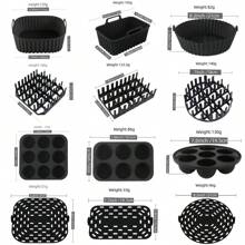 1 套，优质方形空气炸锅硅胶配件 - 培根和热狗架、9 杯蛋糕模具、空气炸锅托盘 - 耐热、易于清洁、可用洗碗机清洗 -（多色）