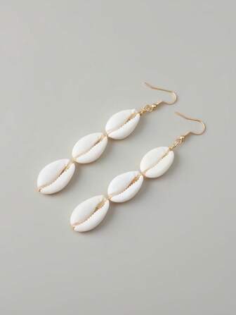 1 Pair Women's Beach Style Shell Tassel Dangle Earrings