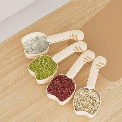 1 pièce Cuillère à mesurer épaisse et durable avec échelle, cuillère à aliments et grains multifonctions avec pince d'étanchéité pour la farine, le riz, les grains