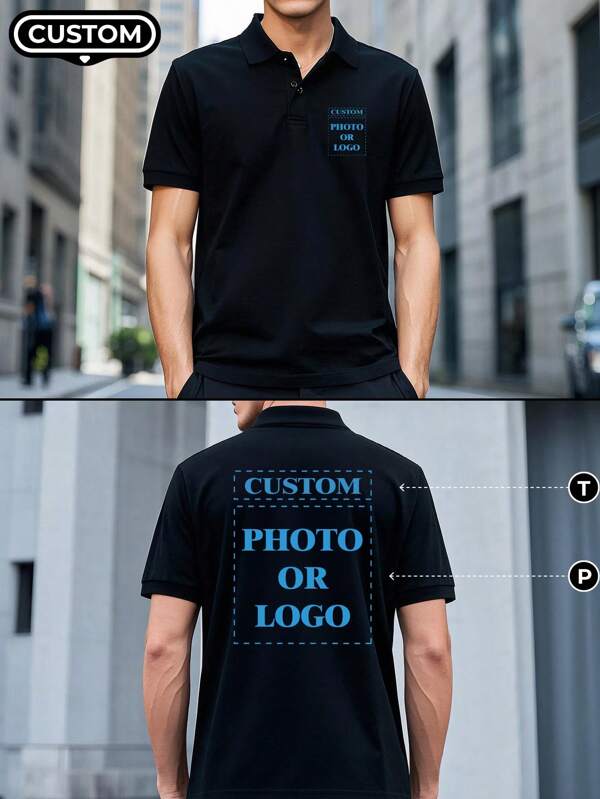 Chemises polo personnalisées pour hommes. Téléchargez vos propres designs, y compris texte, numéros, images, photos d'animaux de compagnie, cadeaux, style, mode. Pour la famille, les entreprises et les vêtements d'entreprise, et les t-shirts personnalisés.