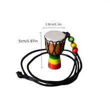 1 Stück handgefertigter Mini-Afrikanischer Trommel-Anhänger, dekorative Mini-Afrikanische Trommel, Afrikanischer Handtrommel-Anhänger Schmuck, Trommel-Anhänger Halskette - Mini-Djembe - Übersicht 7