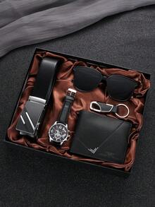5 件/套男士商务手表套装，简约时尚，适合男士日常通勤，完美礼物 - 5pcs - 查看 4