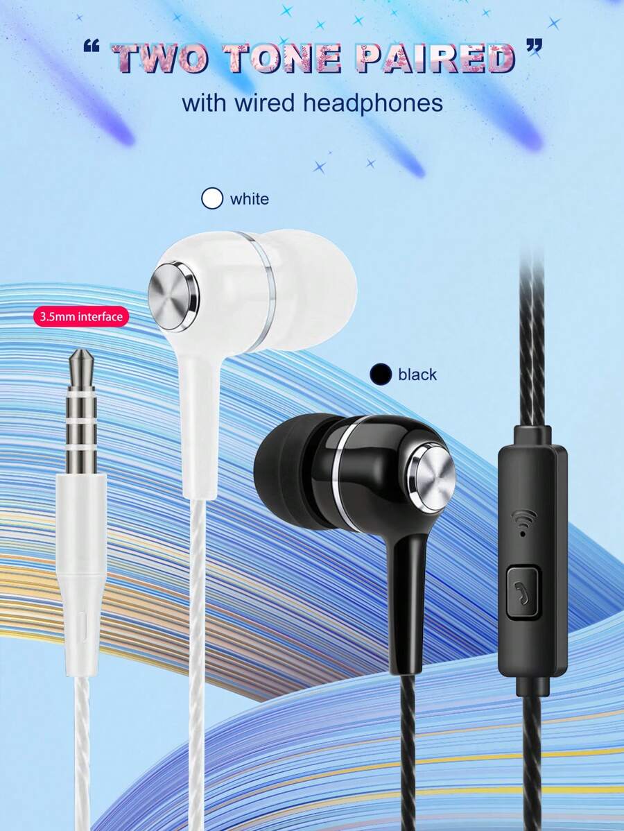 3.5mm Crystal Line Wired In-Ear Headphones, High-Definition Sound Quality, Anti- Design, Comfortable Wear, Compatible With Smartphones, Computers, MP3 And Other Devices, Classic & Fashionable Appearance