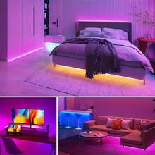 Juego de luces de tira LED de 5V Control de aplicación inalámbrica 5050 RGB Luces coloridas USB para ambiente de TV, para sala de estar, dormitorio, luces LED que parpadean para decoración de Halloween/Navidad/Luces de Navidad