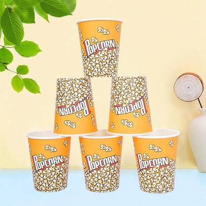 10 قطعة / 20 قطعة / 50 قطعة أوعية فشار بطراز رجعي من الورق مقاوم للتسرب، أوعية وأكواب فشار لليلة السينما العائلية والحفلات