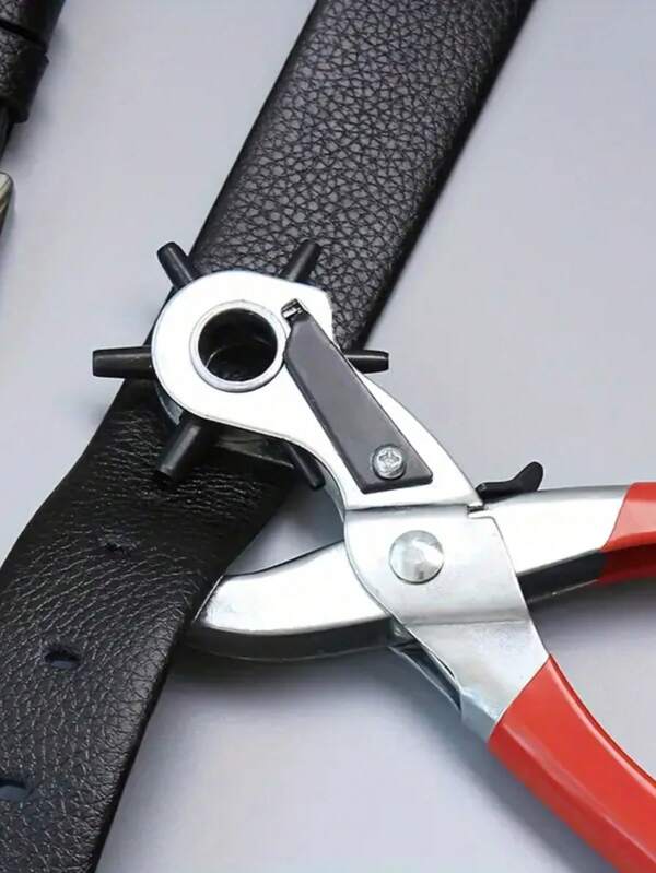 1pc Multifunctional Belt Hole Punch Plier, Round Oval Flat Hole Puncher For Belts Leather Accessories Fabrics Paper, Effortless Upgrade With Double Lever Design
