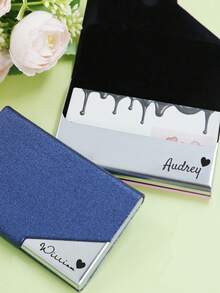 定制姓名名片夹，个性化名片夹套，定制名片收纳包，可定制皮革名片夹，女士信用卡夹，卡包钱包，生日礼物，情人节礼物，男女通用，时尚便携，送给父亲、老板、同事、母亲、朋友的礼物，新年礼物 - 彩色 - 查看 3