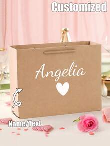 Custom Kraft Paper Gift Bags With Handles, Personalized Gift Bags, Solid Color Gift Bags,Heart-Shaped Gift Bag, Gift Box Substitutes, Wedding Supplies, Party Supplies, Gift Bags, Bridesmaid Gift Bags, Groomsmen Gift Bags, Engagement Gift Bags, Wedding Gifts, Exquisite, Fashionable, Suitable For Giving To Family, Friends, Colleagues - Multicolor - View 1