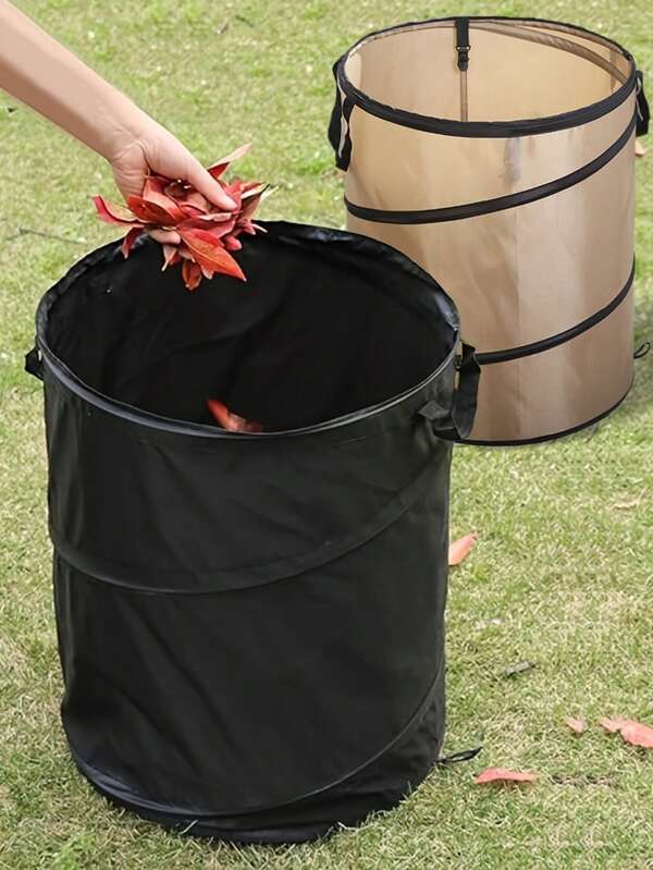 1 Portable Trash Can, Foldable Garden Trash Can, Gardening Equipment, Trash Can Made Of Oxford Fabric, Suitable For Outdoor Camping Tents To Collect Fallen Leaves And Yard Debris For Storage - Living Room Storage Items - Outdoor Carry Bag - Camping Accessories
