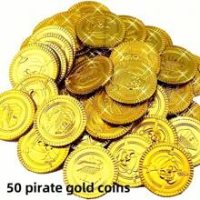 10/50/100 bunte Kunststoff-Goldmünzen, Simulation Kunststoff-Falschgeld, Piraten-Jagd-Spielmünzen, Schätze geeignet für Karnevalsspiele, Piratenparty-Deko-Geschenke, Jagd-Spielzeug-Zubehör, Goldmünzen-Belohnungspunkte, Halloween-Piraten-Spielsachen