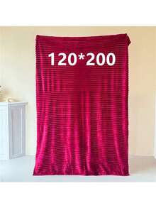 1pc Red Flannel Blanket, Christmas Gift, Soft Fleece Throw Blanket For Bed, Sofa, Car, Office Nap, Shawl - Burgundy - View 8
