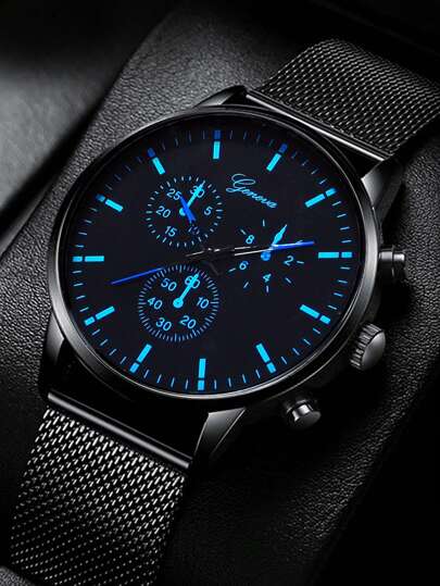 1pc Casual Men's Quartz Watch, Simple Circular Dial, Metal Mesh Strap, The Best Gift For Men, Suitable For Holiday Gifts And Daily Wear