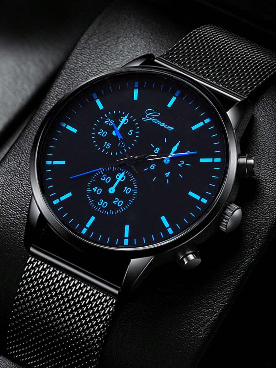 1pc Casual Men's Quartz Watch, Simple Circular Dial, Metal Mesh Strap, The Best Gift For Men, Suitable For Holiday Gifts And Daily Wear