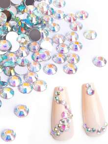 8600pcs Resin Jelly Rhinestones, Transparent AB Flat Back Gems With Triangle Board And Tweezers, Wax Crayons, For DIY Crafts, Clothing, Shoes, Nail Art - White - View 2