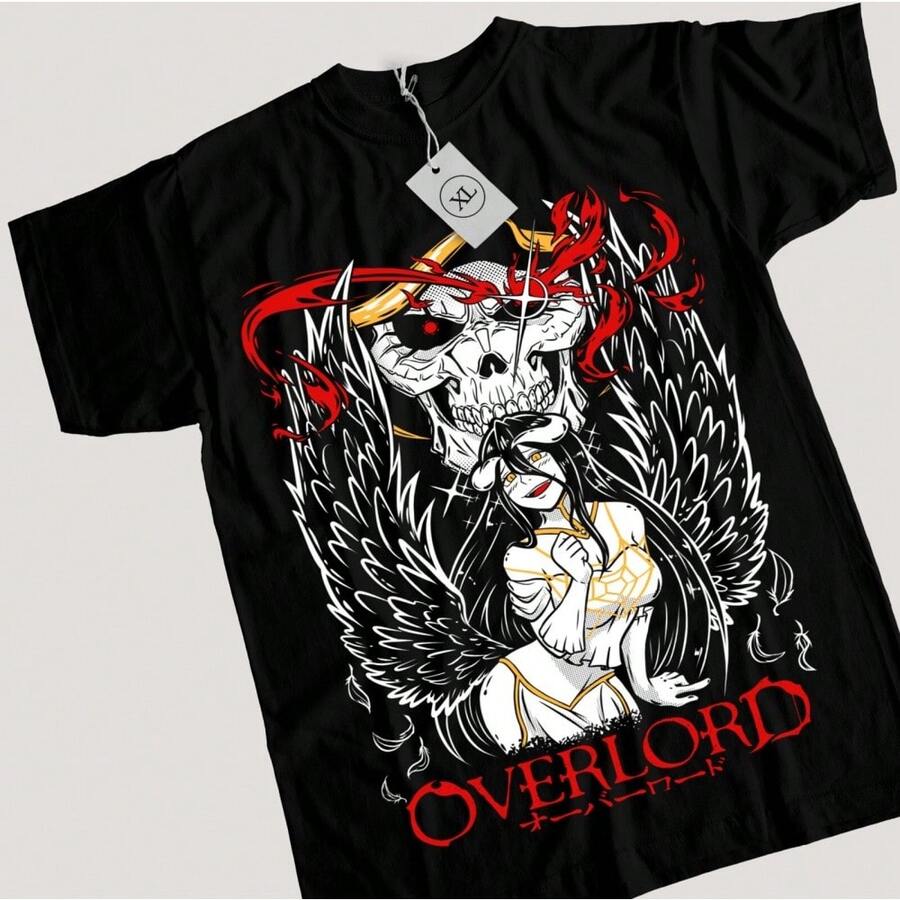 Overlord Ainz T-Shirt Ooal Gown Albedo Overlord Anime Manga Gifts Shirt All Size (1) - 黑色 - 查看 1