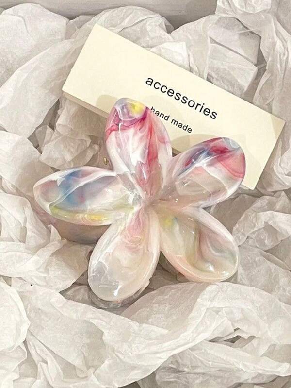 1pc Women's Ombre Mixed Color Elegant Camellia Large Hair Clip, Fashion Versatile Elegant Minimalist Solid Color Hair Accessory, Suitable For Daily, Casual, Party, Commuting, Travel, Ponytail, Bun, Face Washing, Makeup, Outfit Matching (Individual Products May Have Slight Color Difference, Dirt, Paint, Stains, Or Poor Workmanship Due To Craftsmanship Issues, Which Do Not Affect The Appearance Of The Product And Can Be Sold And Used Normally, Please Understand!) Hair Accessories Women Claw Clip