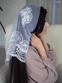 1 件时尚浪漫女士高品质花卉刺绣 80 厘米方形围巾/披肩，适合婚纱、派对、餐饮、四季秋装