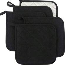 2 قطعة/4 قطع من وسادات حامل الأواني المربعة السوداء المقاومة للحرارة، حصيرة عزل الحرارة للميكروويف والمطبخ، ضروريات المنزل والمطبخ، أدوات وأجهزة المطبخ كهدايا عملية لعيد الميلاد