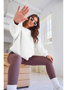 Womens Sweatshirts Oversized Crewneck Y2K Hoodies Fall Fashion 2025 Teen Girls Clothes Cute Winter Pullover Sweater - trắng - Xem 3
