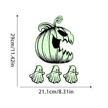 1/3/5 Stücke Halloween leuchtende grüne Wanddekoration, PVC Wandaufkleber - Hexe und schwarze Katze auf Besen reitend, Kürbis Geist toter Baum Monster Fledermaus Illustration leuchtende Aufkleber, Heimdekoration, Heim- und Partydekoration, glatte Oberfläche, geeignet für Halloween Weihnachten Wanddekoration, einfach anzubringen, Heimdekoration, Halloween Party Dekoration, einfach anzubringen, Zubehör für Spukhaus Heimdekoration, Halloween Weihnachtsgeschenke