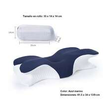 Almohada ergonómica, soporte para el cuello, almohada de memoria de rebote lento, sueño profundo sin hundirse - Azul - Ver 5