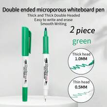 1 pieza Marcador de pizarra borrable de doble punta, a base de agua con punta fina, apto para uso doméstico, enseñanza, pizarras, disponible en negro, rojo, azul, verde