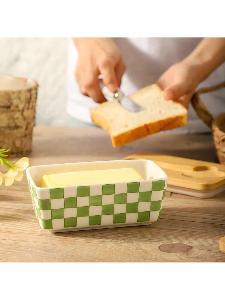 陶器製バターケース 蓋付き、ヨーロピアンスタイルチーズ保存ボックス