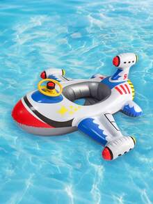 1pc Inflatable Aircraft Seat Cushion, With Steering Wheel, Children's Floating Aircraft Seat For Swimming Pool Parties And Other Scenarios - Multicolor - View 4
