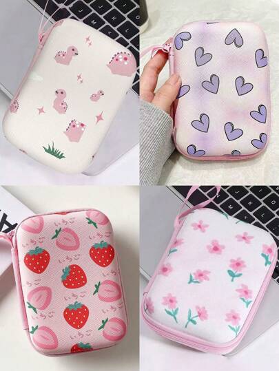 1pc New Fashion EVA Zipper Carrying Case, Suitable For Storing Data Cables, Earphones, Power Banks, Chargers And Other Digital Accessoriescharger Case Cable Organizer Digital Camera Accessories