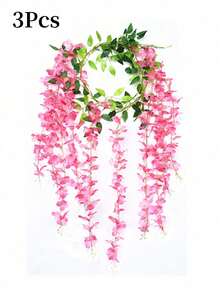 3Pcs 10 Branches Wisteria Hanging Flowers Artificial White Wisteria Vine Silk Wisteria Flowers Garland For Wedding Arch Party Garden Home Decor Easter Gift Wedding Decoration Supplies Aesthetic Room Decor Home Decor, Valentine Day, Gift Gifts Birthday Graduation - Pink - View 8