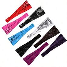 WILLBOND 10 Pcs Wide Bandana Headbands For Women Non Slip Paisley Crystal Hairband Elastic Boho Bling Rhinestone Head Wrap Stretchy Turban Bandana Hair Accessories For Sports Yoga Gym Workout -It Is Important For Beauties - As Pic - View 6