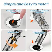 Bathroom Sink Drain Strainer,Pop Up Sink Drain Filter With Removable Stainless Steel Filter Basket Hair Catcher,Bathroom Drain Stopper Sink Plug For 1.1"-1.45" Basin Drain Holes - 1PC - View 8
