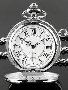 蒸汽朋克纯色怀表，黑色石英项链怀表链，适合男女，生日、婚礼和周年纪念礼物