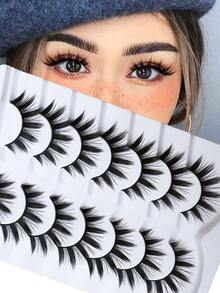 Manga Lashes Pointed Cat Eye Lashes, Natural Look Anime False Eyelashes Individual Wispy Korean Makeup Eyelashes Clusters, Japanese Cosplay Lashes Dramatic Thick Fake Eyelashes Extensions (7 Pairs) - Spiky Manga Lashes - View 1