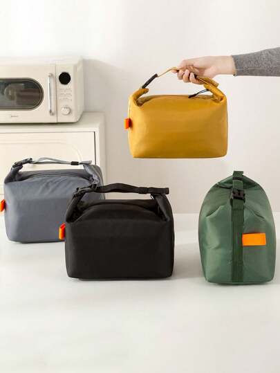 1 Simple Outdoor Travel Insulated Bag, Office Worker's Large Capacity Handbag, Women's Lunch Bag, Waterproof And Oil Resistant Lunch Box Bag, Handheld Lunch Bag