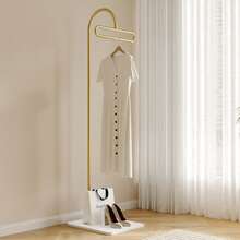 极简主义落地式衣帽架，奶油色大理石纹理展示衣架，节省空间的入口收纳架，春季，极简主义，夏季上衣 - 彩色 - 查看 5