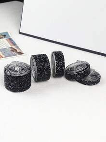 1 Roll DIY Black Self-Adhesive Rhinestone Tape, Black AB Rhinestone Strips, Diamond Crystal Rhinestone Tape Sticker Roll, Shiny Rhinestones, Suitable For Home Decor, Room Decor, Mirror, Vanity, Photo Frame, Crafts, Fabric, Car, Clothing, Bottle, Cake, Phone, Birthday, Wedding & Holiday Decoration - Black - View 5