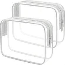 Transparente Toilettenartikel-Tasche von Lermende, Flüssigkeitstasche, Handgepä, TSA-zugelassene Kosmetiktasche, transparente Tasche, flughafenkonforme Tasche, Reisetasche, Flugzeug-Reisetasche, 1 Liter - 2 Kein glattes Grau - Übersicht 12