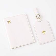 1 pezzo Custodia per passaporto per coppie con stampa dorata, semplice, a forma di aereo, per donna e uomo, accessorio da viaggio, regalo di matrimonio, regalo per vacanze, Natale, Ringraziamento, Capodanno, essenziale da viaggio