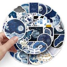 50张复古贴纸套装，包含月亮、星星、蝴蝶、户外、自然主题乙烯基贴纸，适用于水瓶、保温杯、吉他、行李箱、手机、笔记本电脑、滑板，也是很棒的礼物选择。 - C - 查看 5