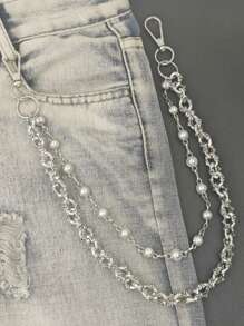 Retro Pearl Skull Pants Chain Fashionable Men And Women One's Waist Luxury Accessories Multifunctional Pearl Chain For Bag Two Types Of Pearls Are Randomly Sent With The Same Length.