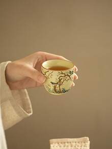 1/2 件中国风米色汝窑花鸟茶杯，中式田园图案茶杯，客人杯，品茶杯，功夫茶具，居家娱乐，乔迁礼物，奖励礼物 - 彩色 - 查看 6