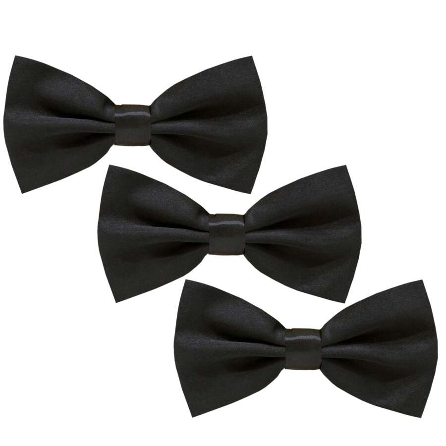 carahere 3pcs Men's Bow Ties Set, Black, Navy Blue, Light Blue, Dark Green Solid Color Pre-Tied Adjustable Bow Ties, Suitable For Formal Occasions, Casual Parties, Weddings, Tuxedos, For Adult Men Or Teenagers 13 Years Old And Above