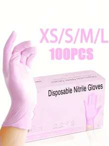 50/100 piezas de guantes de nitrilo desechables, color rosa, de uso múltiple, para cocina, baño, limpieza, lavar platos, manicura, cuidado de mascotas, guantes duraderos para limpieza doméstica, manipulación de alimentos, tatuaje, belleza, tinción de cabello, suministros de limpieza para salón de belleza, artículos para el hogar