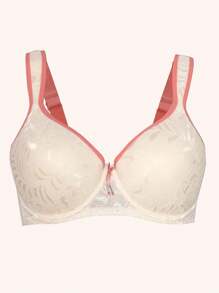 1pc Women's Wireless Bra With Contrast Color, Wide Strap, Lift And Support For Large Bust, Suitable For Home, Office And Outdoor Wear