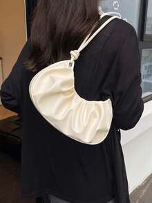 时尚轻巧的新月形褶皱商务包，适合少女、大学生、年轻专业人士和办公室职员，非常适合办公室、学校、工作、商务活动、通勤、户外活动、旅行和社交场合